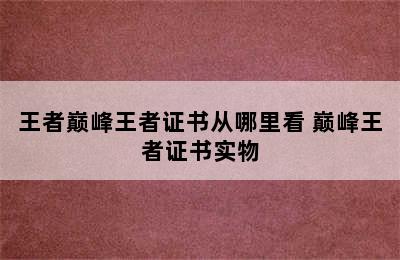 王者巅峰王者证书从哪里看 巅峰王者证书实物